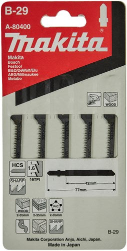 Accessoires Makita lame de scie sauteuse b29 - t101ao | 5 pièces - a-80400