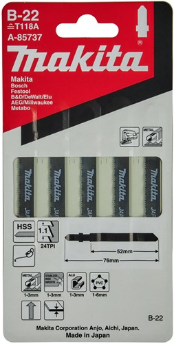Accessoires Makita lame de scie sauteuse b22 - t118a | 5 pièces - a-85737