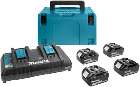 Accessoires Makita Kit de démarrage batterie li-ion 18v 197626-8 (4x bl1850b 5.0ah) + chargeur duo dc18rd dans mbox - 197626-8