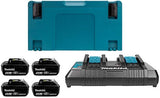 Accessoires Makita Kit de démarrage batterie li-ion 18v 198091-4 (4x bl1860b 6.0ah) + chargeur duo dc18rd dans mbox - 198091-4