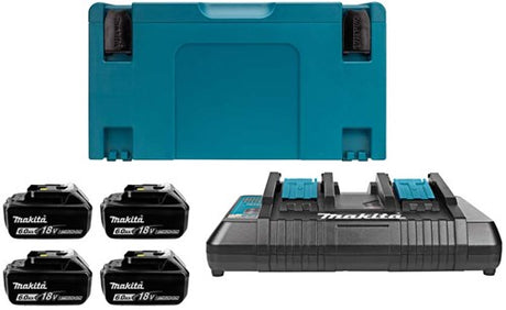 Accessoires Makita Kit de démarrage batterie li-ion 18v 198091-4 (4x bl1860b 6.0ah) + chargeur duo dc18rd dans mbox - 198091-4