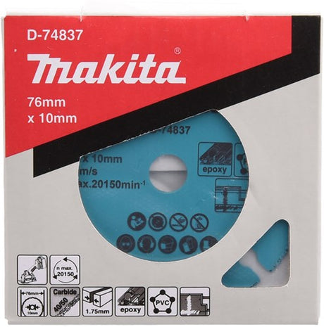 Accessoires Makita disque à tronçonner 76 mm hm tcg 76x10x1,75mm pour dmc300 - d-74837