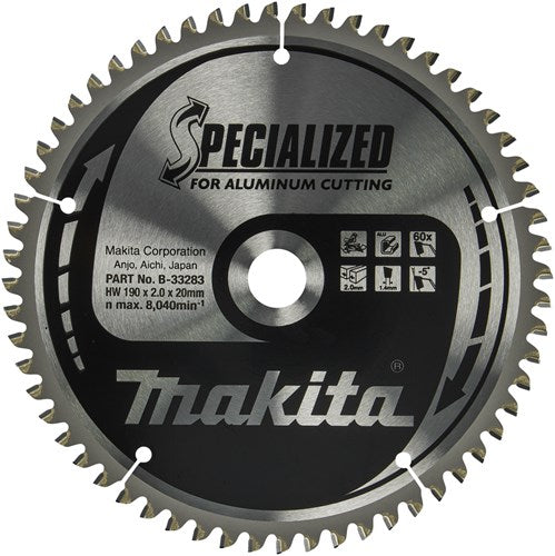 Accessoires Makita lame de scie à tronçonner | aluminium | 190x20x2.0 60t -5g - b-33283