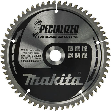 Accessoires Makita lame de scie à tronçonner | aluminium | 190x20x2.0 60t -5g - b-33283