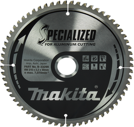 Accessoires Makita lame de scie à tronçonner aluminium | spécialisé 216x30x2.2 64t -5g - b-33299 - b-33299