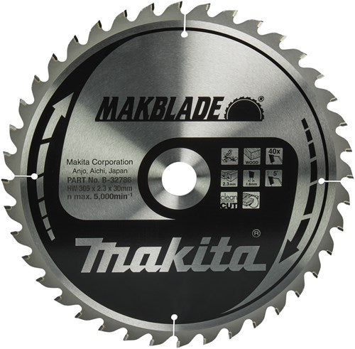 Accessoires Makita lame de scie à tronçonner | bois | 305x30x2.3 40t 5g - b-32786