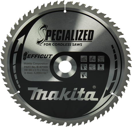 Accessoires Makita lame de scie à tronçonner bois | efficace 305x30x2.15 60t 10g - b-67309 b-67309