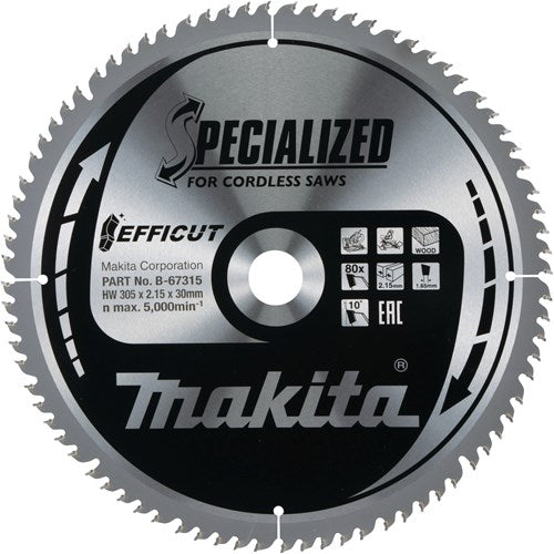 Accessoires Makita lame de scie à tronçonner bois efficut 305x30x2,15 80t 10g - b-67315