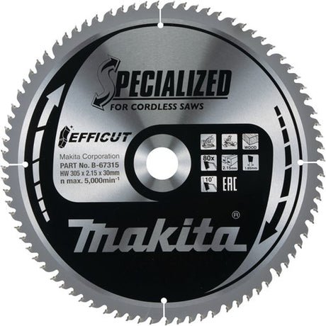 Accessoires Makita lame de scie à tronçonner bois efficut 305x30x2,15 80t 10g - b-67315