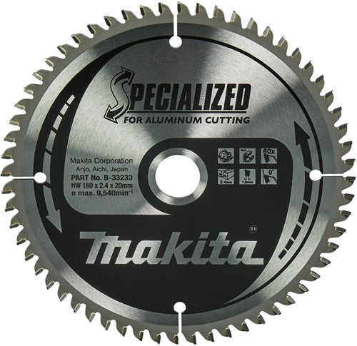Accessoires Makita lame de scie circulaire | aluminium | 160x20x2.4 60t 0g - b-33233
