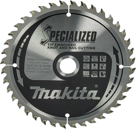 Accessoires Makita lame de scie circulaire pointe intégrée 165x20x2.0 40t 18g - b-09472