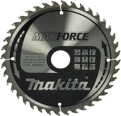 Accessoires Makita lame de scie circulaire | bois | 190x30x2,2 40t 20g - b-32340