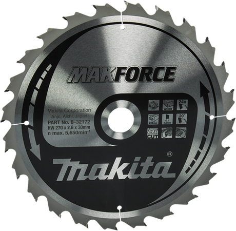 Accessoires Makita lame de scie circulaire bois | makforce 270x30x2.6 24t 20g - b-32172 - b-32172
