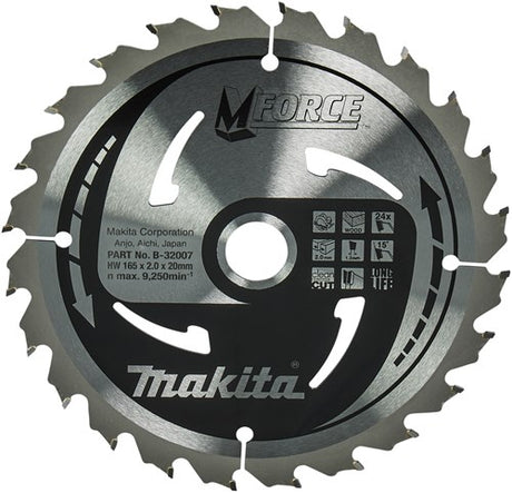 Accessoires Makita lame de scie circulaire | bois | mforce | 165x20x2.0 24t15g - b-32007