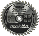 Accessoires Makita lame de scie circulaire makita pour bois | spécialisé : batterie | ø 136mm trou d'axe 10mm 36t - b-32948