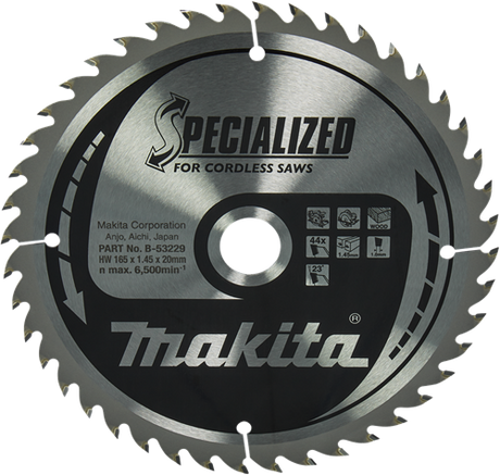 Accessoires Makita lame de scie circulaire bois | spécialisé 165x20x1.45 44t 23g - b-53229 b-53229