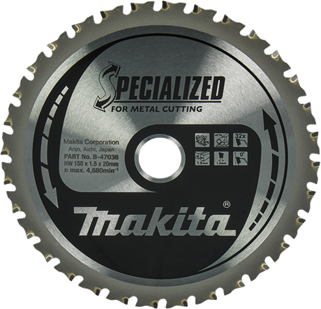 Accessoires Makita lame de scie circulaire acier | spécialisé 150x20x1.5 32t 0g - b-47036 b-47036