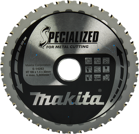Accessoires Makita lame de scie circulaire acier | spécialisé 185x30x1.4 38t 0g - e-14283 e-14283