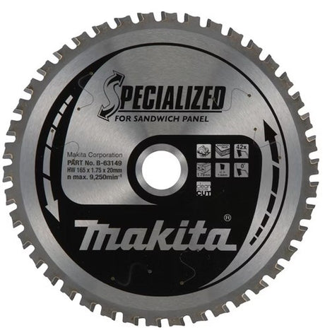 Accessoires Makita b-63133 | panneau sandwich à lame de scie circulaire | spécialisé | 165x20x1,75 42t 0g - b-63133