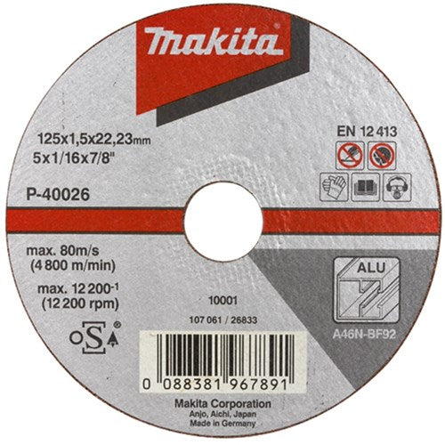 Makita accessoires disque à tronçonner 125x1,0mm aluminium - 10 pièces - b-45331