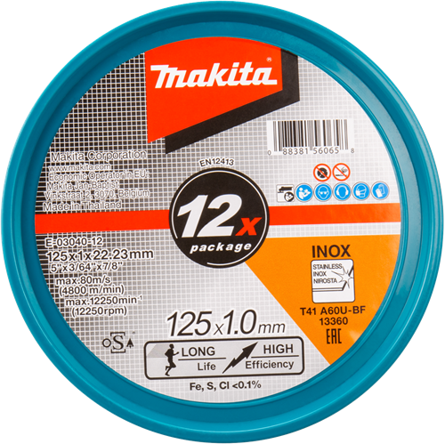 Makita accessoires disque à tronçonner acier inoxydable 125 mm - e-03040-12