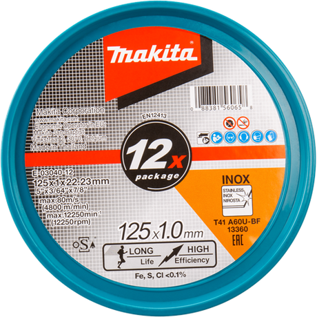 Makita accessoires disque à tronçonner acier inoxydable 125 mm - e-03040-12