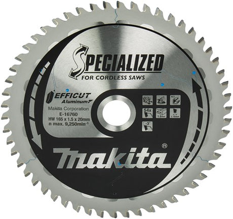 Accessoires Makita e-16760 | lame de scie transversale et circulaire | aluminium | efficace | 165x20mm | 54t-e-16760