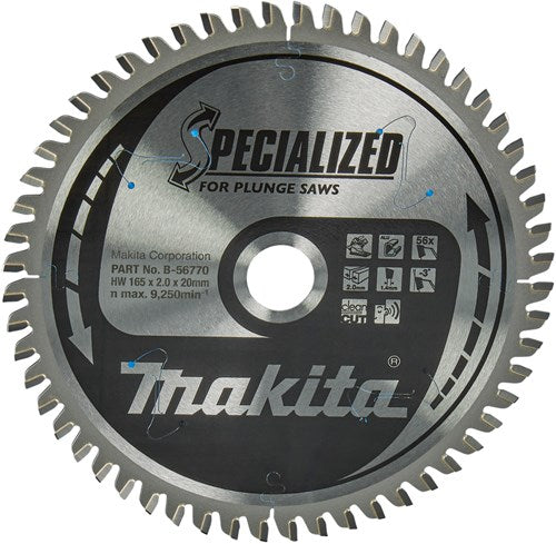 Accessoires Makita lame de scie plongeante | aluminium | 165x20x2 56t - b-56770