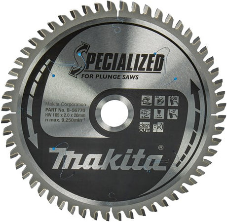 Accessoires Makita lame de scie plongeante | aluminium | 165x20x2 56t - b-56770
