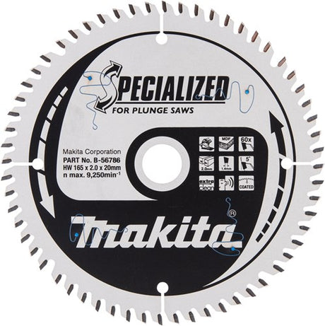 Accessoires Makita lame de scie circulaire plongeante mélamine | spécialisé 165x20x2.0 60t 5g – b-56786