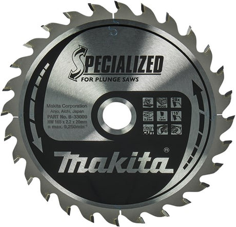 Accessoires Makita lame de scie plongeante | bois | 165x20x2.2 28t 23g - b-33009