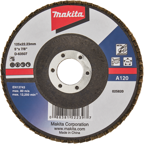 Makita accessoires disque de ponçage à lamelles 125mm a120 - d-63507 d-63507