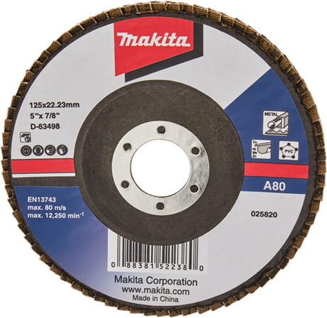 Makita accessoires disque de ponçage à lamelles 125mm a80 - d-63498 - d-63498