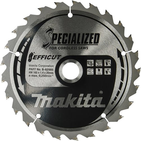 Makita accessoires double pack lame de scie circulaire bois | efficace 165x20x1.4 25t 23g - b-62985-2