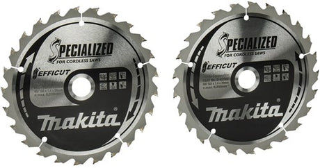 Makita accessoires double pack lame de scie circulaire bois | efficace 165x20x1.4 25t 23g - b-62985-2