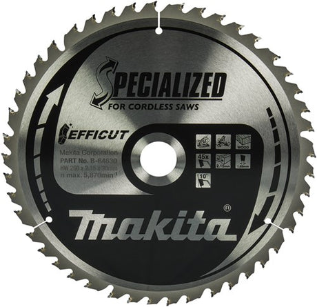 Accessoires Makita scie efficut 260x30x2.15 45t 10g - b-64624 - b-64630