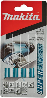 Makita accessoires lame de scie sauteuse hss métal 100mm t123x | 5 pièces - b-06476