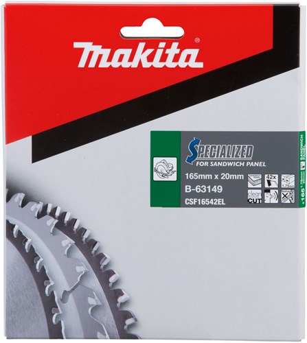 Accessoires Makita b-63133 | panneau sandwich à lame de scie circulaire | spécialisé | 165x20x1,75 42t 0g - b-63133