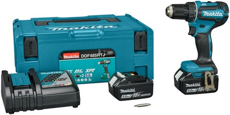 Makita ddf485rtj perceuse et visseuse 18v batterie sans balais 5,0 ah (2 pièces), chargeur rapide, mbox