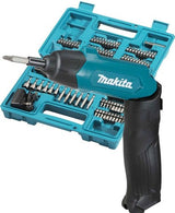 Tournevis Makita df001dw 3,6 V avec batterie Li-ion 1,5 Ah intégrée, chargeur, étui, 81 pièces acc. ensemble - df001dw