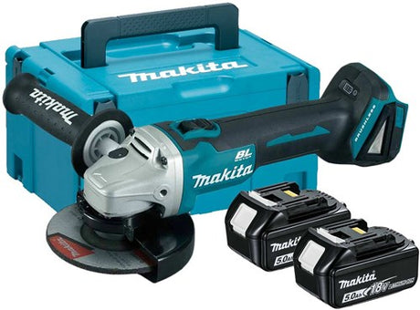Makita dga506rtj meuleuse d'angle 18v batterie 125mm 5,0ah (2 pièces), chargeur rapide, mbox, avec interrupteur de verrouillage
