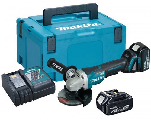 Makita dga508rtj meuleuse d'angle 18v batterie 125mm 5,0ah (2 pièces), chargeur rapide, mbox, avec interrupteur de sécurité