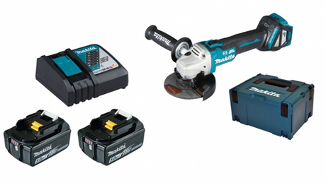 Makita dga513rtj Meuleuse d'angle 18v 125mm | y compris les batteries et le chargeur dans la m-box