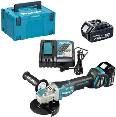 Makita dga519rtj meuleuse d'angle à batterie 125mm x-lock 18v 5.0ah batteries