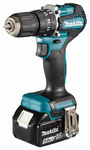 Makita dhp487rtj perceuse à percussion/tournevis 18v batterie sans balais 5,0 ah (2 pièces), chargeur rapide, mbox