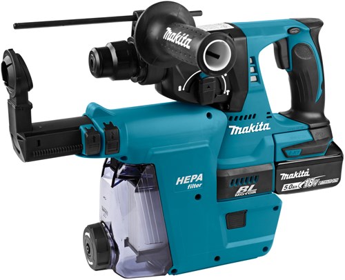 Makita mr242rtjw Perceuse à percussion combinée à batterie 18 V | sds-plus | avec aspiration des poussières | Li-ion 5.0ah-MR242rtjw