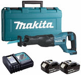 Scie alternative sans fil Makita djr186rte 18v | Batterie 5,0 Ah (2 pièces), chargeur rapide, étui