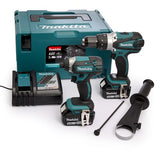 Ensemble combiné Makita dlx2145tj | Perceuse à percussion sans fil dhp458 + visseuse à percussion sans fil dtd152 | Li-ion 18 V 5,0 Ah