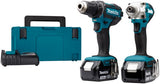Makita dlx2339j perceuse sans fil 18v ddf482 + tournevis à percussion dtd156 ensemble combiné (2x batterie 3,0ah) en mbox - dlx2339j