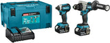 Makita dlx2545tj ensemble combiné 18v perceuse/tournevis ddf492 + tournevis à percussion dtd153 (2x 5,0ah et chargeur) dans mbox - dlx2545tj